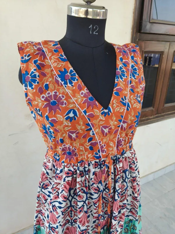 Boho_Multi_Floral_Print_Cotton_Maxi_Dress_Fit_And_Flare_Summer_Beach_Fashion