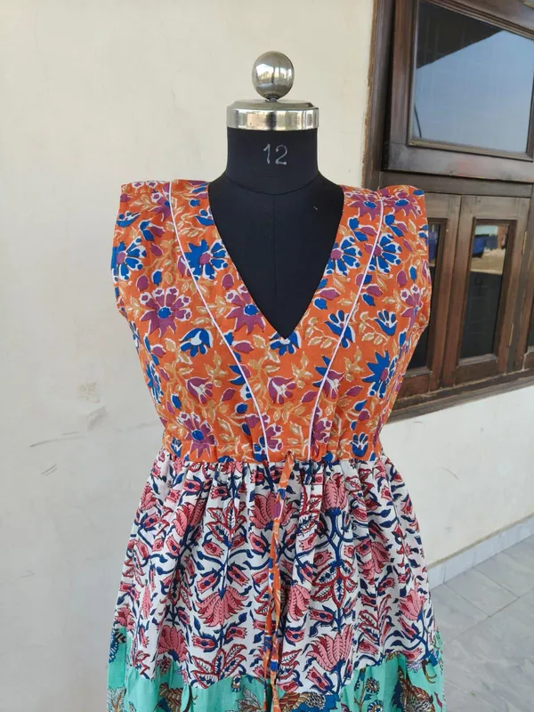 Boho_Multi_Floral_Print_Cotton_Maxi_Dress_Fit_And_Flare_Summer_Beach_Fashion