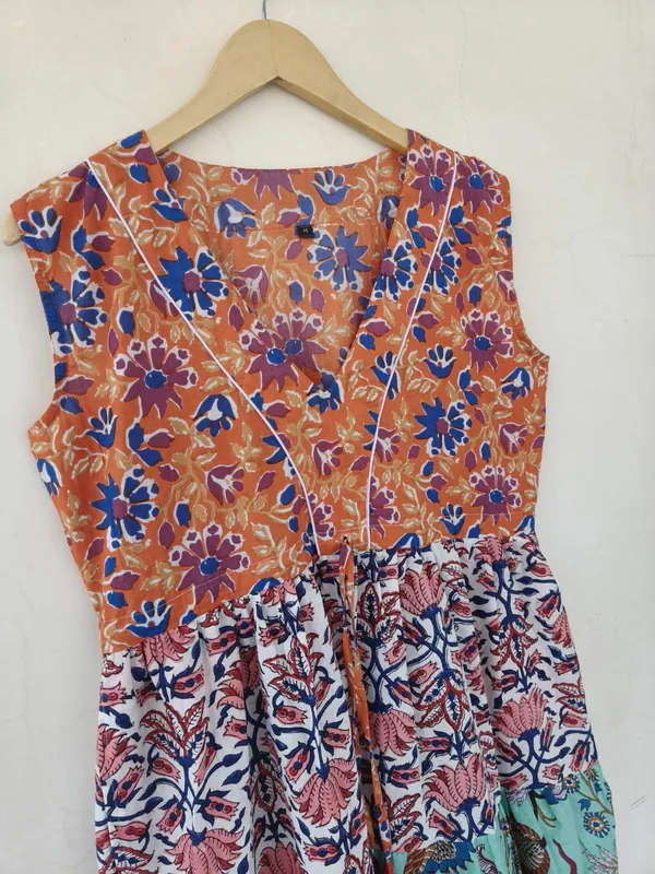 Boho_Multi_Floral_Print_Cotton_Maxi_Dress_Fit_And_Flare_Summer_Beach_Fashion