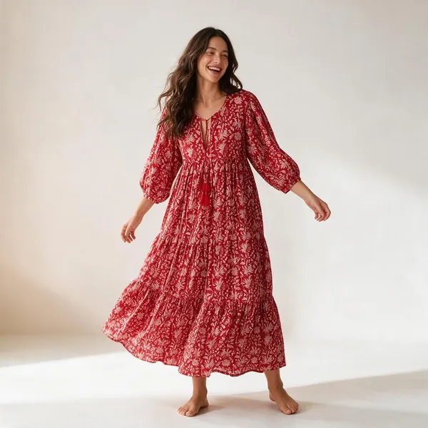 Bohemian_Floral_Cotton_Maxi_Dress_Fit_And_Flare_Beach_Party_Style