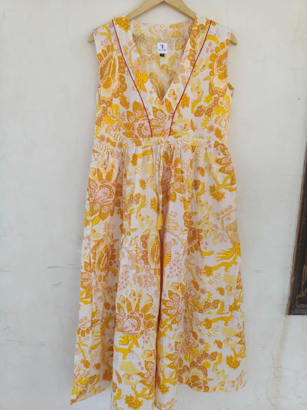 100%_Cotton_Floral_Printed_Maxi_Dress_Bohemian_Fit_And_Flare_Summer_Beach