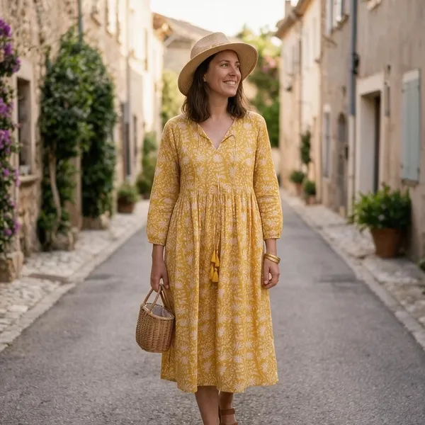 100%_Cotton_Floral_Maxi_Dress_Bohemian_Fit_And_Flare_Beach_Style