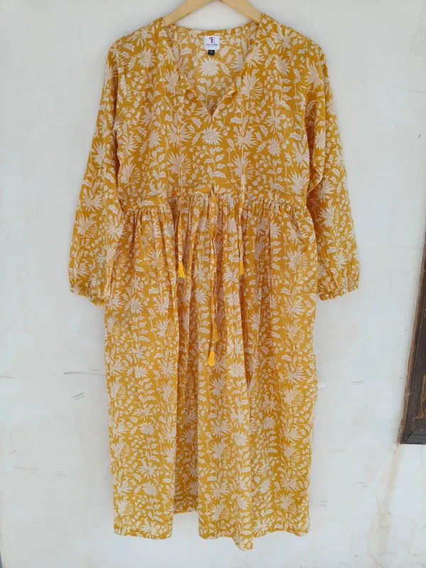 100%_Cotton_Floral_Maxi_Dress_Bohemian_Fit_And_Flare_Beach_Style