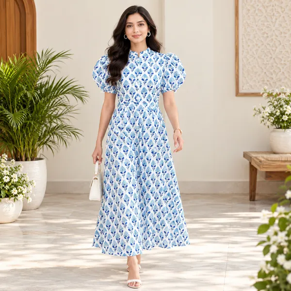 Comfortable_&_Breathable_Floral_Printed_Maxi_Dress_With_Fancy_Sleeve_Fit_And_Flare_Boho