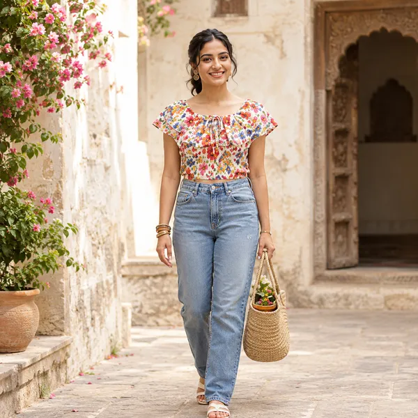 Comfortable_Cotton_Summer_Floral_Printed_Flared_Neck_Design_Boho_Short_Top_For_Women