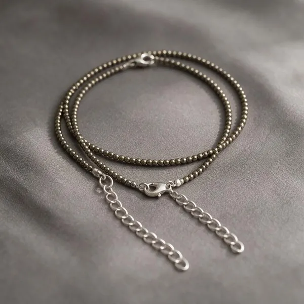 Golden_Pyrite_Metallic_Polished_Bead_Anklet