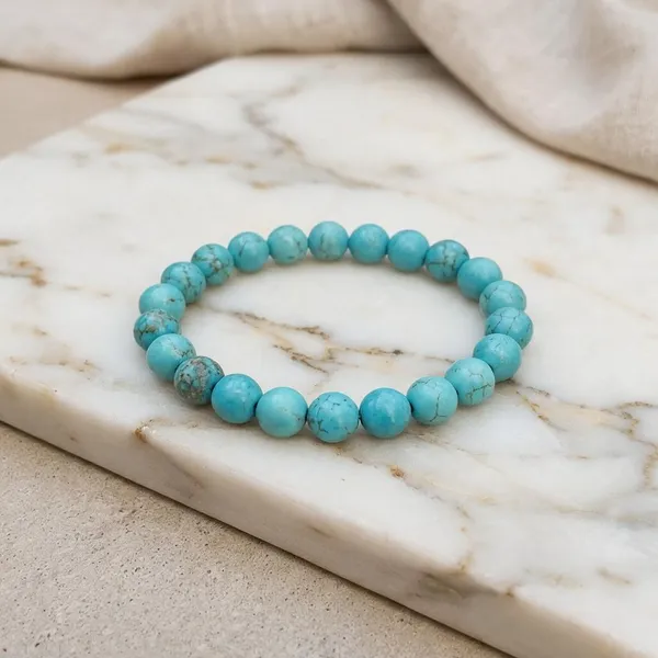 Turquoise_Blue_Magnesite_Polished_Bead_Bracelet