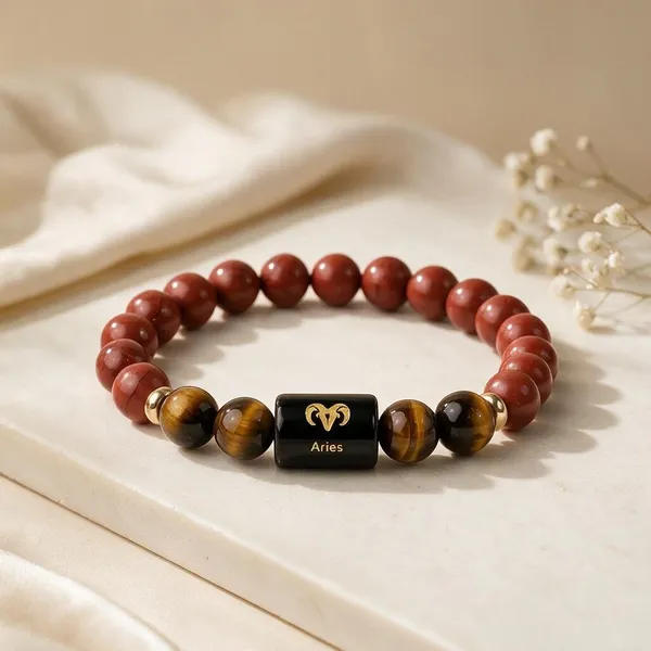 Multicolor_Tiger'S_Eye_Aries_Zodiac_Bead_Bracelet_For_Unisex