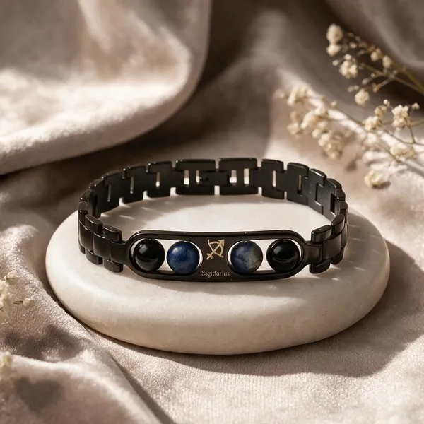 Black_Blue_Obsidian_Lapis_Lazuli_Sagittarius_Zodiac_Bracelet_For_Unisex