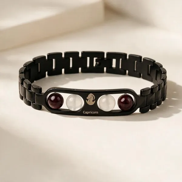 Black_Red_Gemstone_Capricorn_Zodiac_Bracelet_For_Unisex