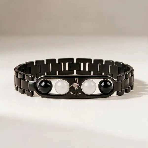 Black_Obsidian_Milky_Quartz_Scorpio_Zodiac_Bracelet_For_Unisex