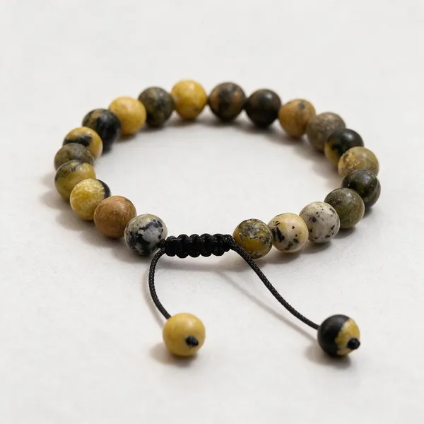 Yellow_Black_Serpentine_Natural_Stone_Stretch_Beaded_Bracelet