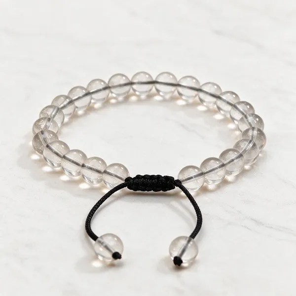 White_Natural_Crystal_Round_Bead_Bracelet_For_Unisex
