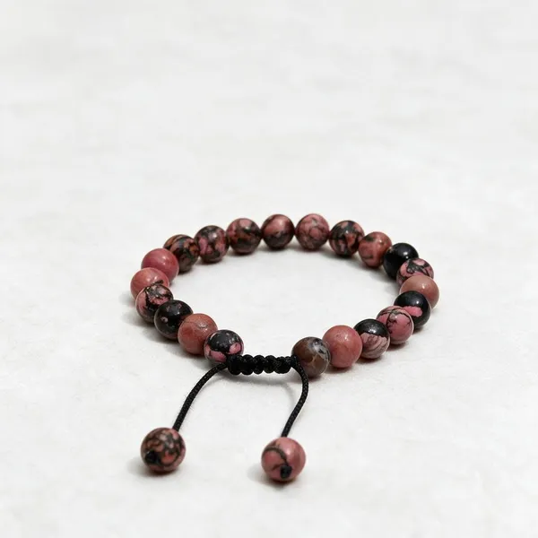 Black_Pink_Rhodonite_Stretch_Beaded_Bracelet