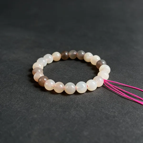 Pink_&_White_Natural_Gemstone_Handmade_Bead_Bracelet