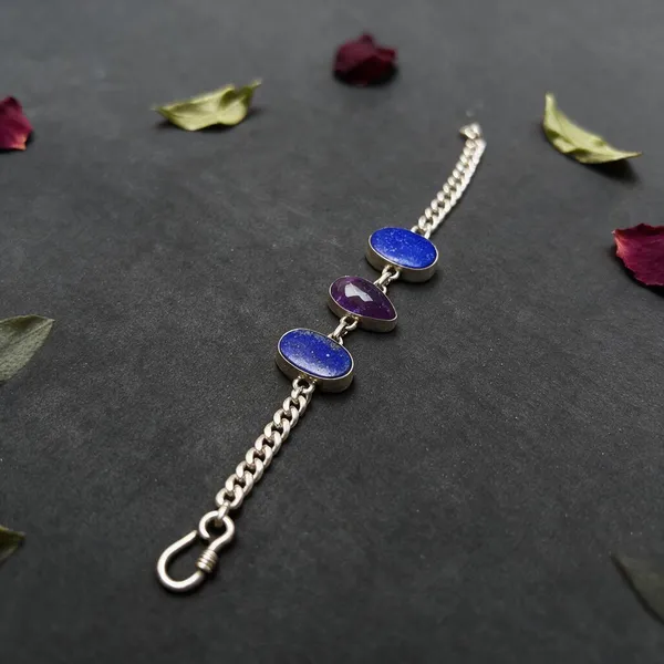 Blue_Purple_Lapis_Lazuli_Amethyst_Gemstone_Chain_Bracelet