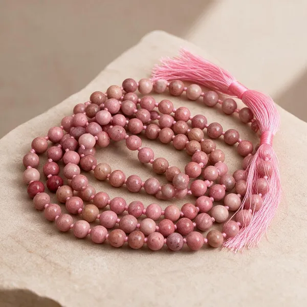 Pink_Rhodonite_8Mm_Smooth_Round_Gemstone_Mala_Prayer_Beads
