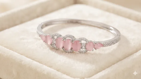 Anti_turnish_stainless_steel_Silver_Tone_Pink_Stone_Bracelet_for_Women