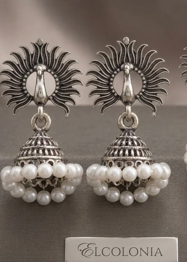 Oxidized_Silver_Tone_Pearl_Jhumka_Earrings_for_Women_ETHNIC_WEAR