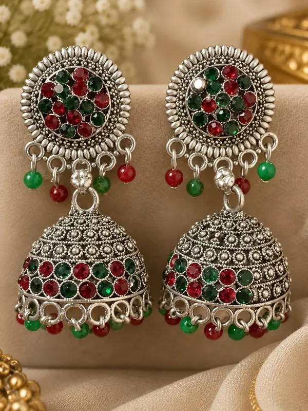 Silver-Tone_Oxidised_Stone_Jhumka_Earrings_for_Women