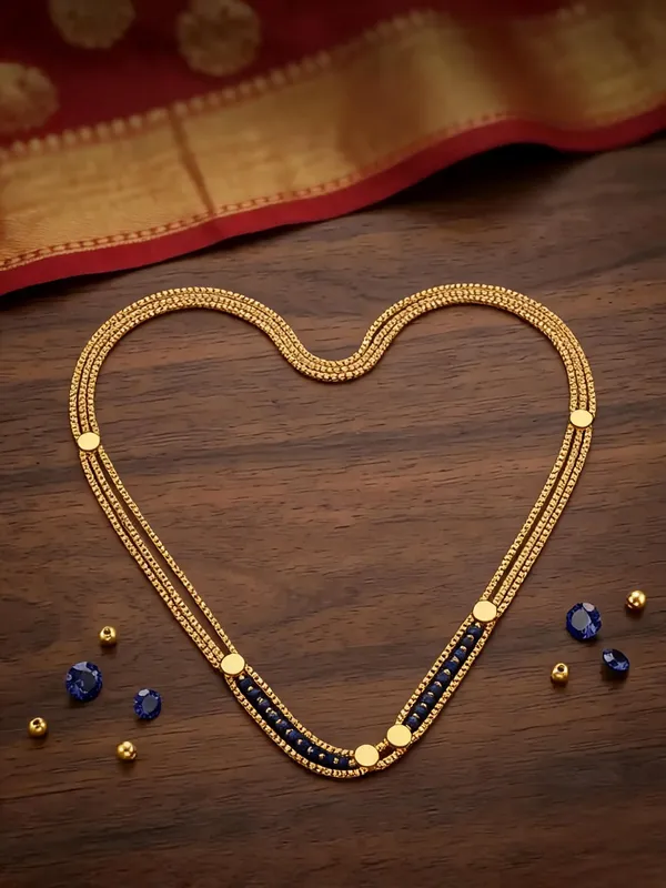 Gold_Tone_Blue_Beaded_Mangal_Sutra_Chain_For_Women
