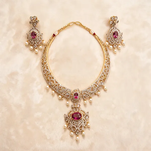 Polki_Gold_Toned_Ruby_Stone_Necklace_Set_For_Women