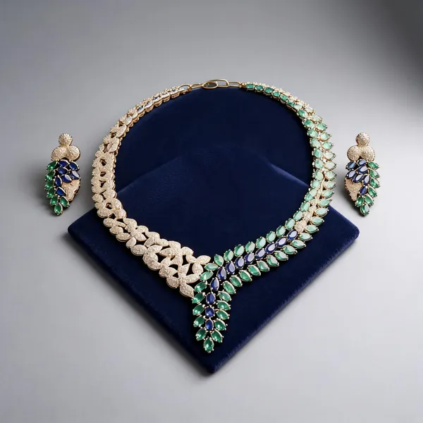 Blue_Green_Stone_Necklace_And_Earrings_Set_For_Women