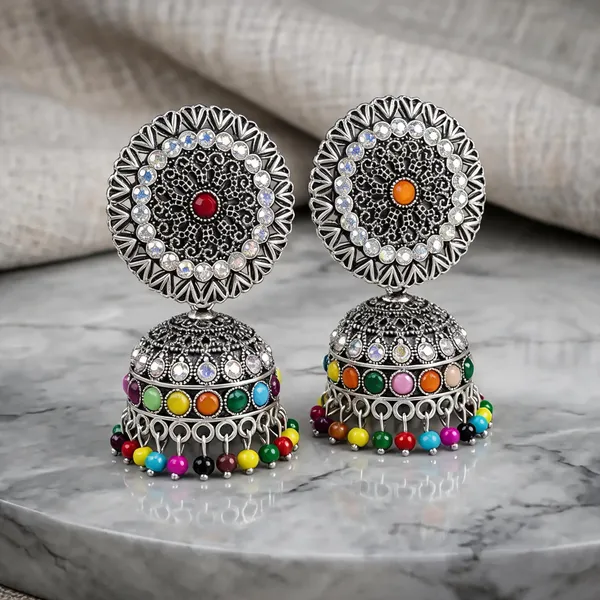 Silver_Oxidized_Jhumka_Earrings_For_Women_Best_For_Casual_And_Celebration