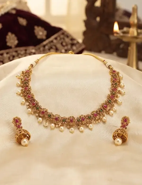 Gold_Tone_Polki_Kundan_Earings_And_Necklace_Set