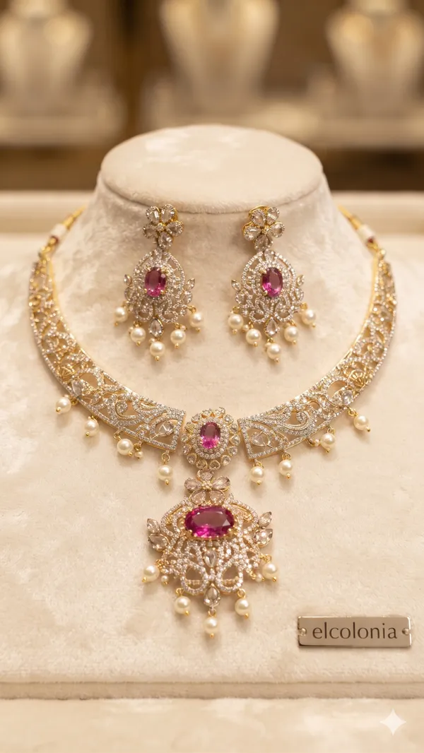 Polki_Gold-Toned_Ruby_Stone_Necklace_Set_for_Women