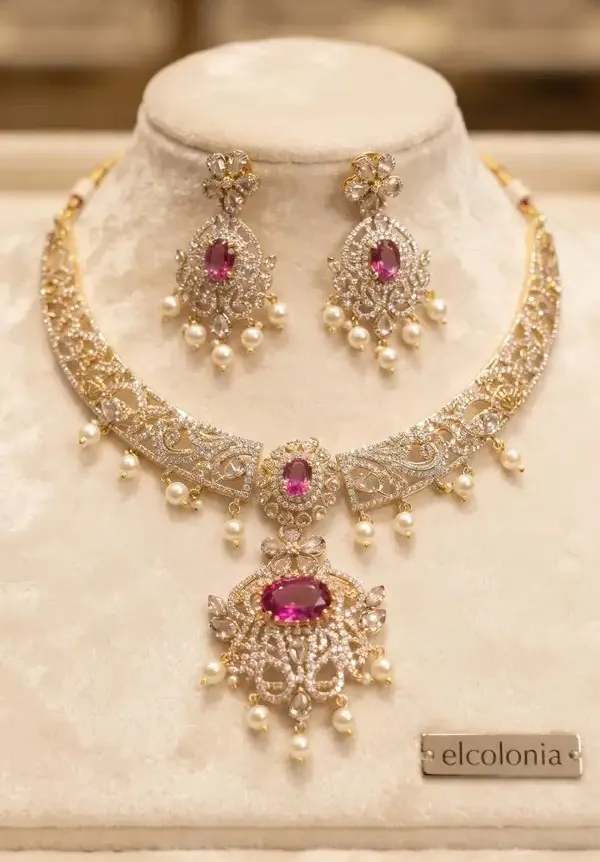 Polki_Gold_Toned_Ruby_Stone_Necklace_Set_For_Women