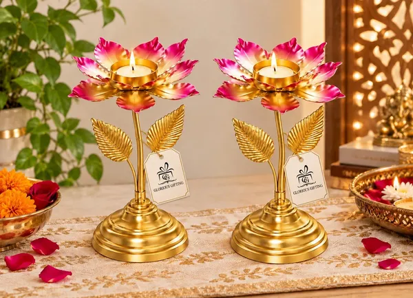 Golden_Finish_Traditional_Lotus_Diya_Candle_Holders_Set_Of_2