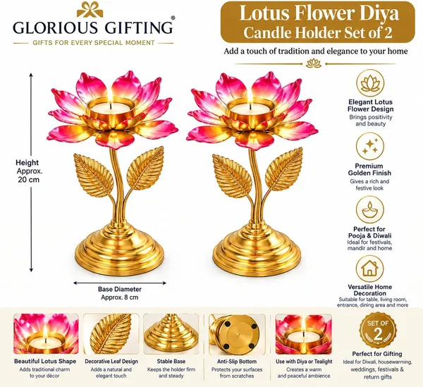 Golden_Finish_Traditional_Lotus_Diya_Candle_Holders_Set_Of_2