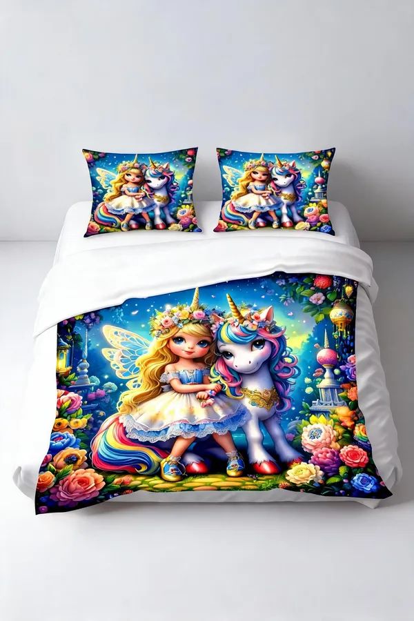 Micro_Fiber_Digital_Fairy_Unicorn_Fantasy_Print_Bedsheet_With_Pillow_Covers