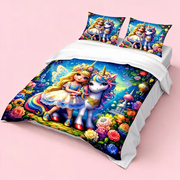 Micro_Fiber_Digital_Fairy_Unicorn_Fantasy_Print_Bedsheet_With_Pillow_Covers