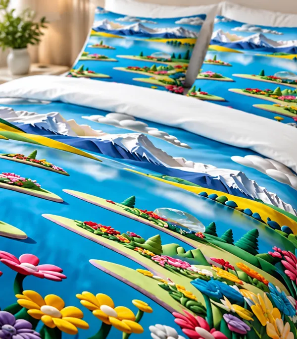 Micro_Fiber_Digital_Mountain_Island_Scenic_Landscape_Print_Bedsheet_With_Pillow_Covers