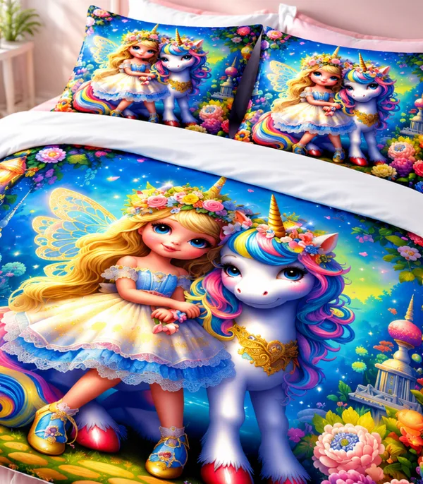 Micro_Fiber_Digital_Fairy_Unicorn_Fantasy_Print_Bedsheet_With_Pillow_Covers