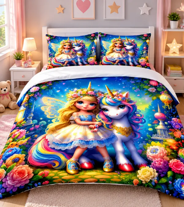 Micro_Fiber_Digital_Fairy_Unicorn_Fantasy_Print_Bedsheet_With_Pillow_Covers