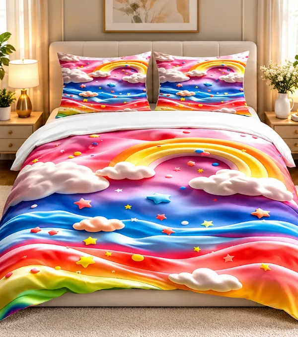 Microfiber_Rainbow_Cloud_Star_Digital_Print_Bedsheet_With_Pillow_Covers