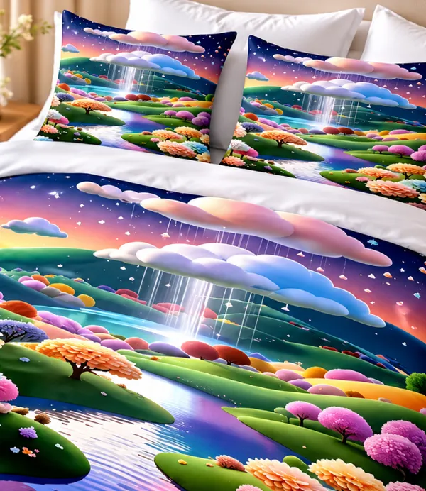 Micro_Fiber_Digital_Waterfall_Scenic_Landscape_Print_Bedsheet_With_Pillow_Covers