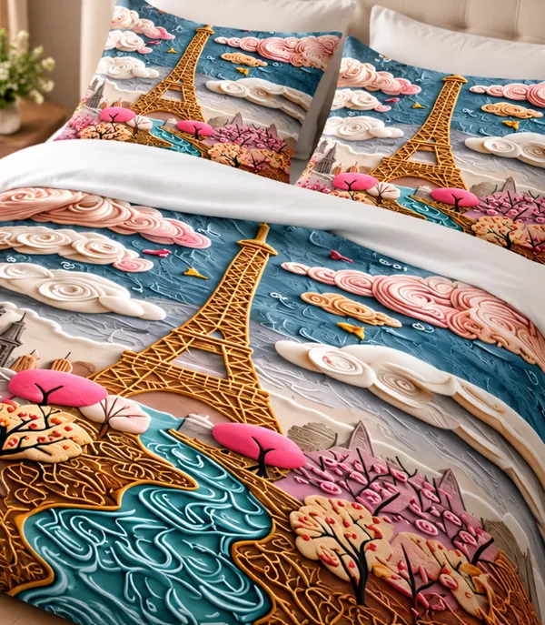 Micro_Fiber_Digital_Parisian_Eiffel_Tower_Scenic_Print_Bedsheet_With_Pillow_Covers