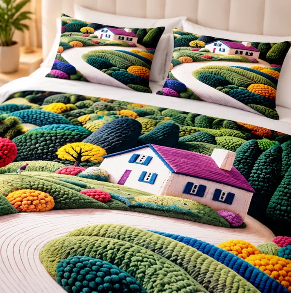 Micro_Fiber_Digital_Countryside_Scenic_Landscape_Print_Bedsheet_With_Pillow_Covers