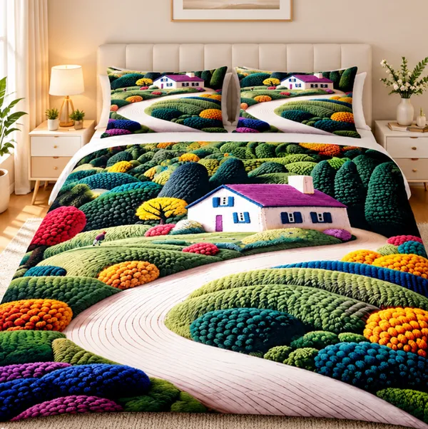 Micro_Fiber_Digital_Countryside_Scenic_Landscape_Print_Bedsheet_With_Pillow_Covers