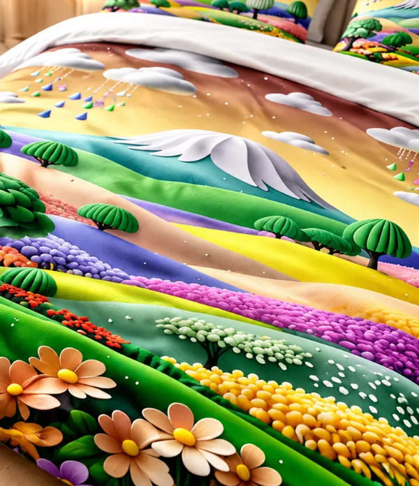 Microfiber_Mountain_Meadow_Landscape_Digital_Print_Bedsheet_With_Pillow_Covers