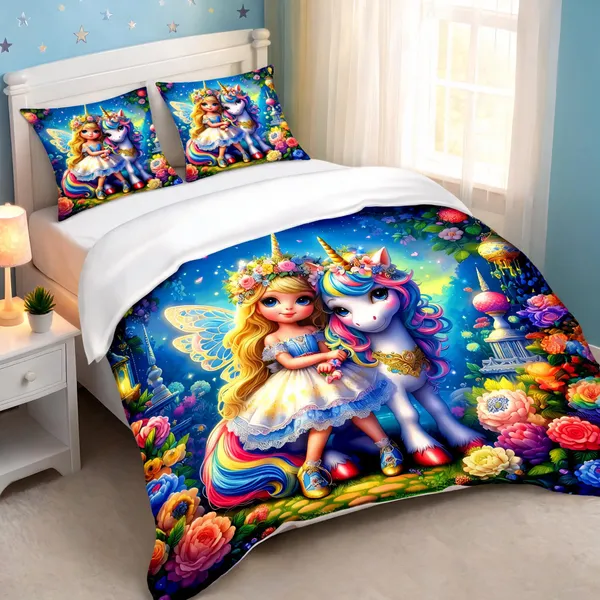 Micro_Fiber_Digital_Fairy_Unicorn_Fantasy_Print_Bedsheet_With_Pillow_Covers