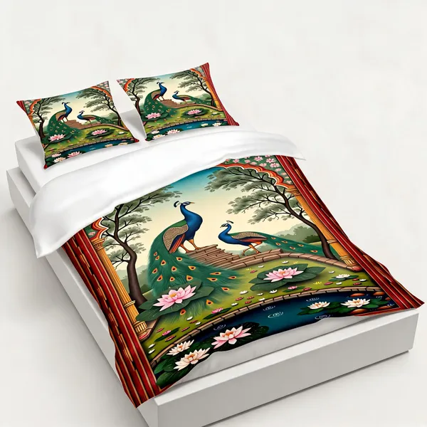 Microfiber_Traditional_Peacock_Digital_Print_Bedsheet_With_Pillow_Covers