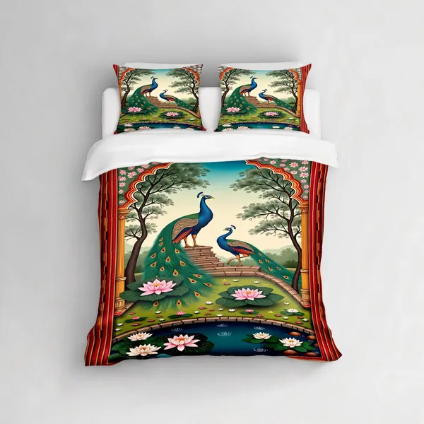 Microfiber_Traditional_Peacock_Digital_Print_Bedsheet_With_Pillow_Covers