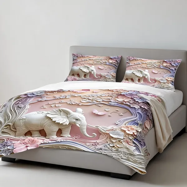 Micro_Fiber_Digital_Elephant_Floral_Print_Bedsheet_With_Pillow_Covers