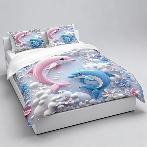Micro_Fiber_Digital_Dolphin_Print_Bedsheet_With_Pillow_Covers
