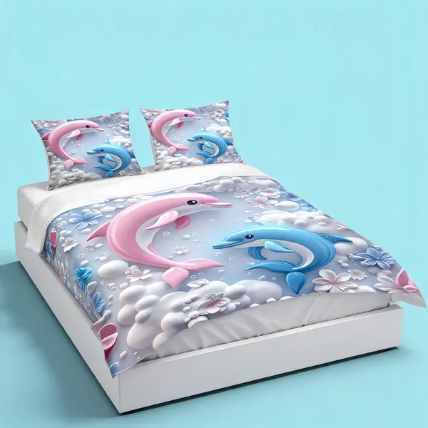 Micro_Fiber_Digital_Dolphin_Print_Bedsheet_With_Pillow_Covers